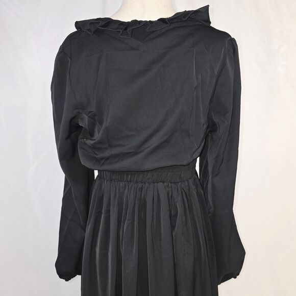 New with Tag Blouson Sleeve Black Ruffled Maxi Dress Size Small - Picture 5 of 6